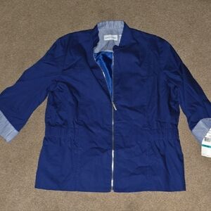 Alfred Dunner Blue Utility Jacket with Full-Length Zipper